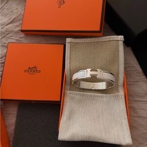 Hermes White H Bracelet